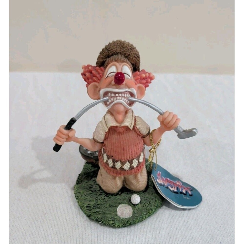 Vintage 1997 SLAPSTIX GOLFER Clown with Club in his Mouth Figurine 4.5 Inch